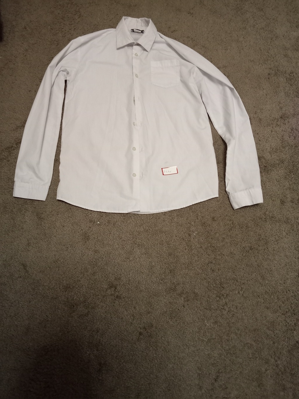 Boys White Spring Notion Button Up Long Sleeve Dress Shirt 18 A5